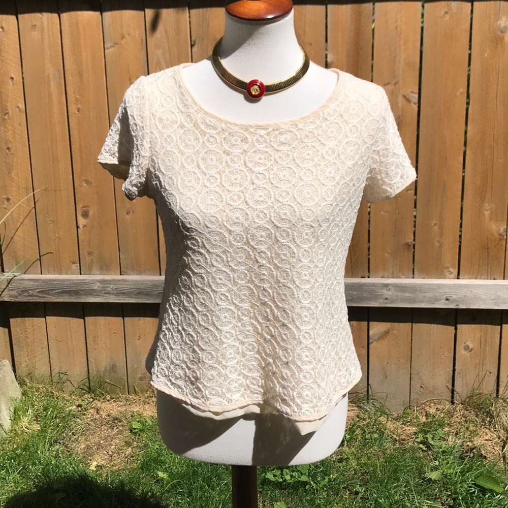 Cynthia Rowley Lattice Circle Design Blouse Size L